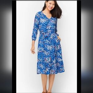Talbots blue floral maxi dress size medium